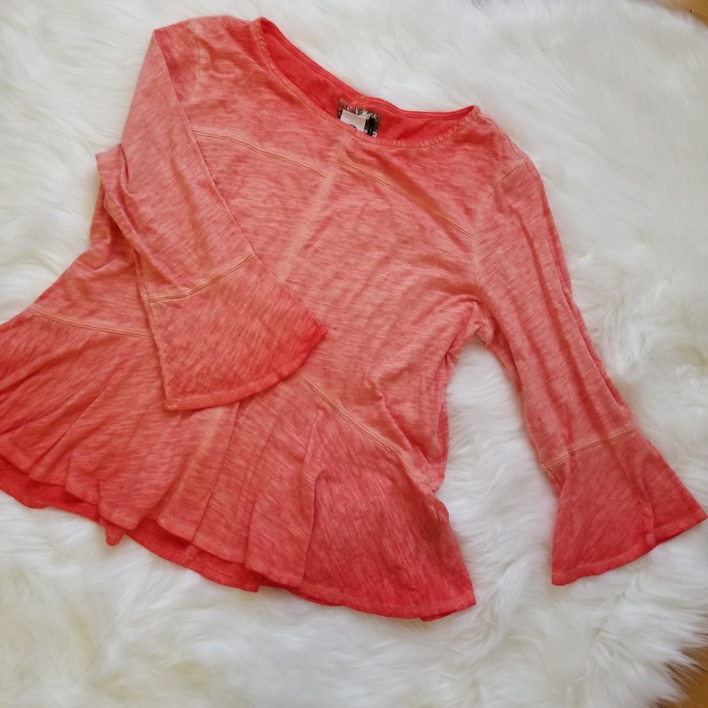 Akemi + Kin Anthropologie Tangerine Peplum Flare S